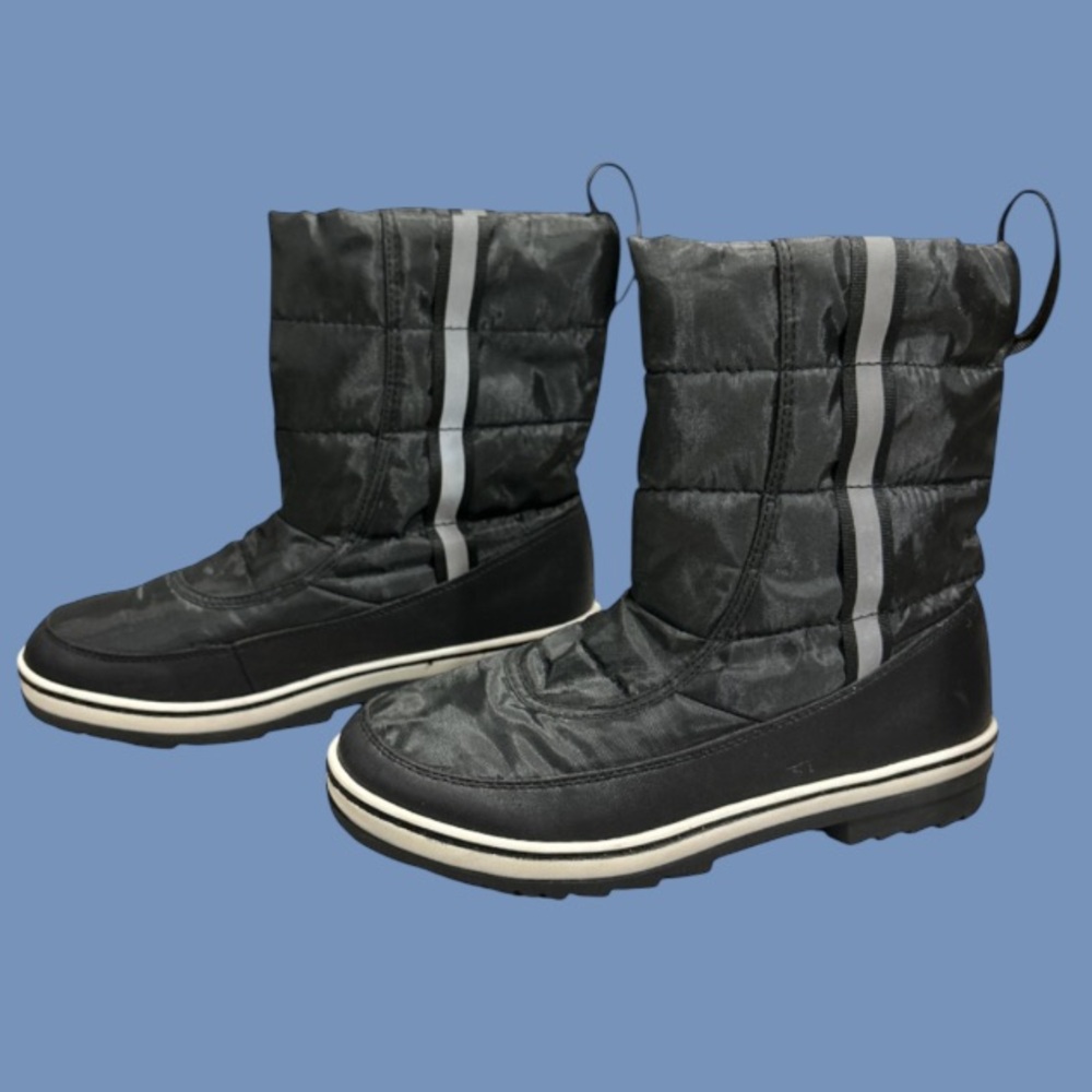 ❄️JUSTICE! LIKE NEW! GIRLS SNOW BOOTS! NEUTRAL BLACK & GRAY TRIM! ❄️